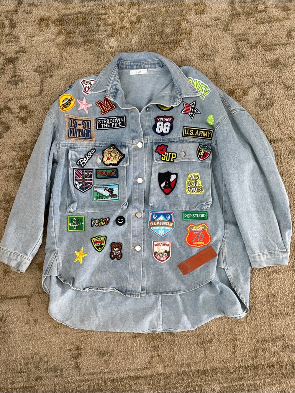 Light Wash Denim Patchwork Jacket OVERSIZED